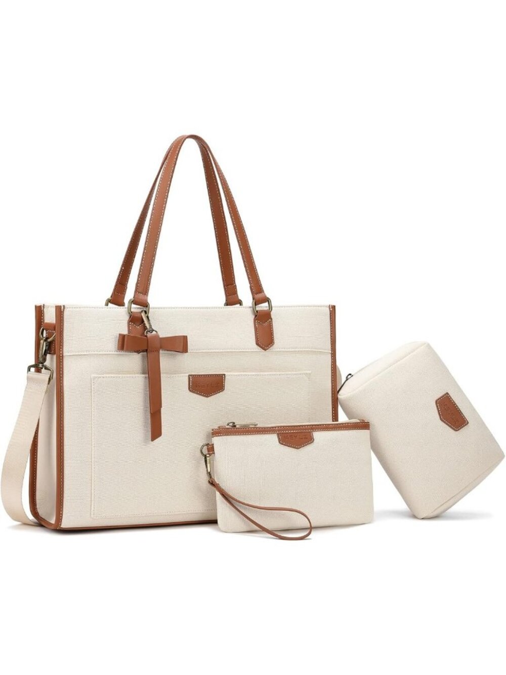 Stylish 3pcs Laptop Tote Bag Set for Women, 15.6" Canvas Work & Business Bags